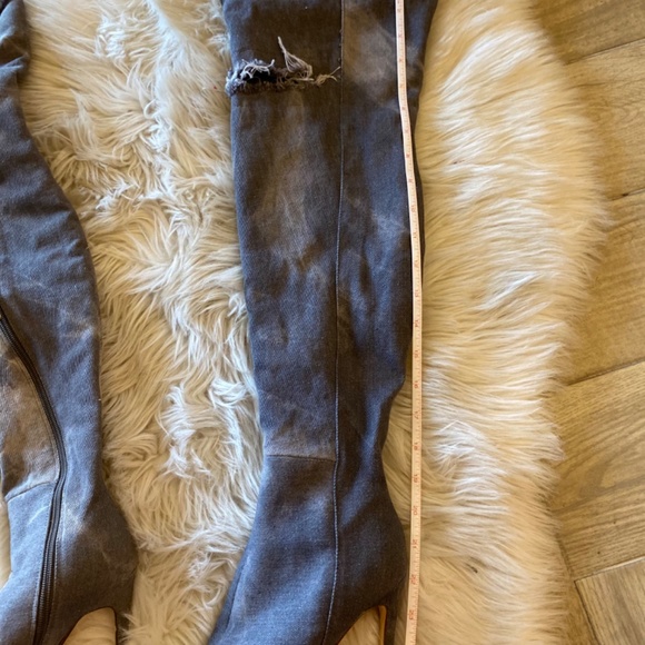 LILIANA open toe Jean material grayish over the knee heeled shoes, size 5.5 - Picture 8 of 11